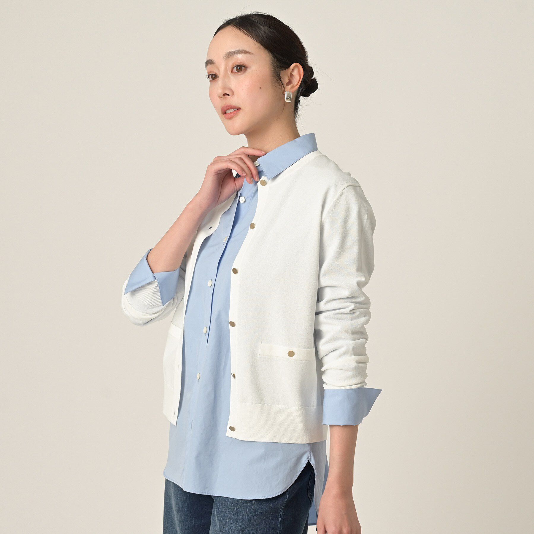 UNTITLED「クルーネックニットカーディガン」|カーディガン|