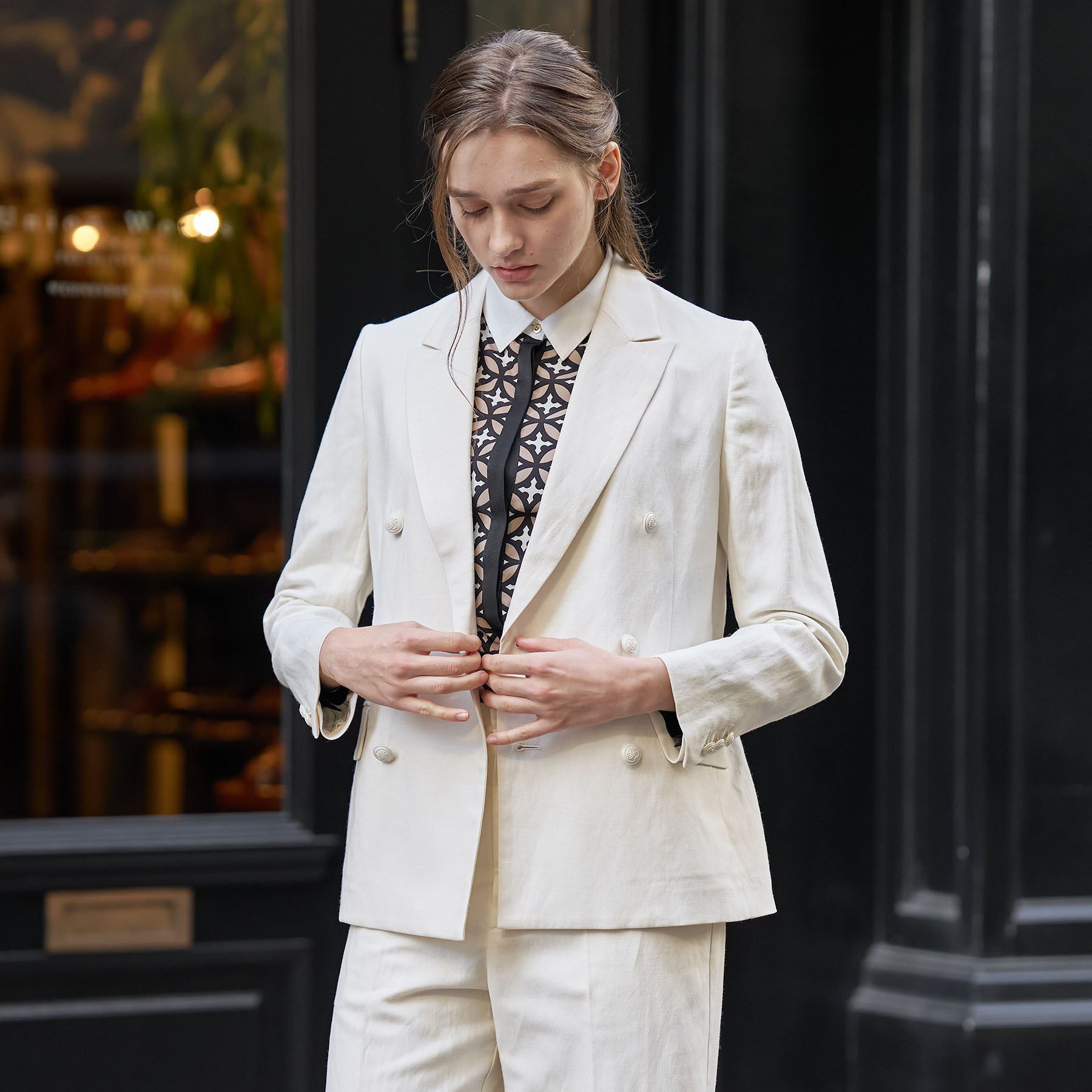 DRESSTERIOR「リネンブレンドWブレストジャケット」|テーラードジャケット|