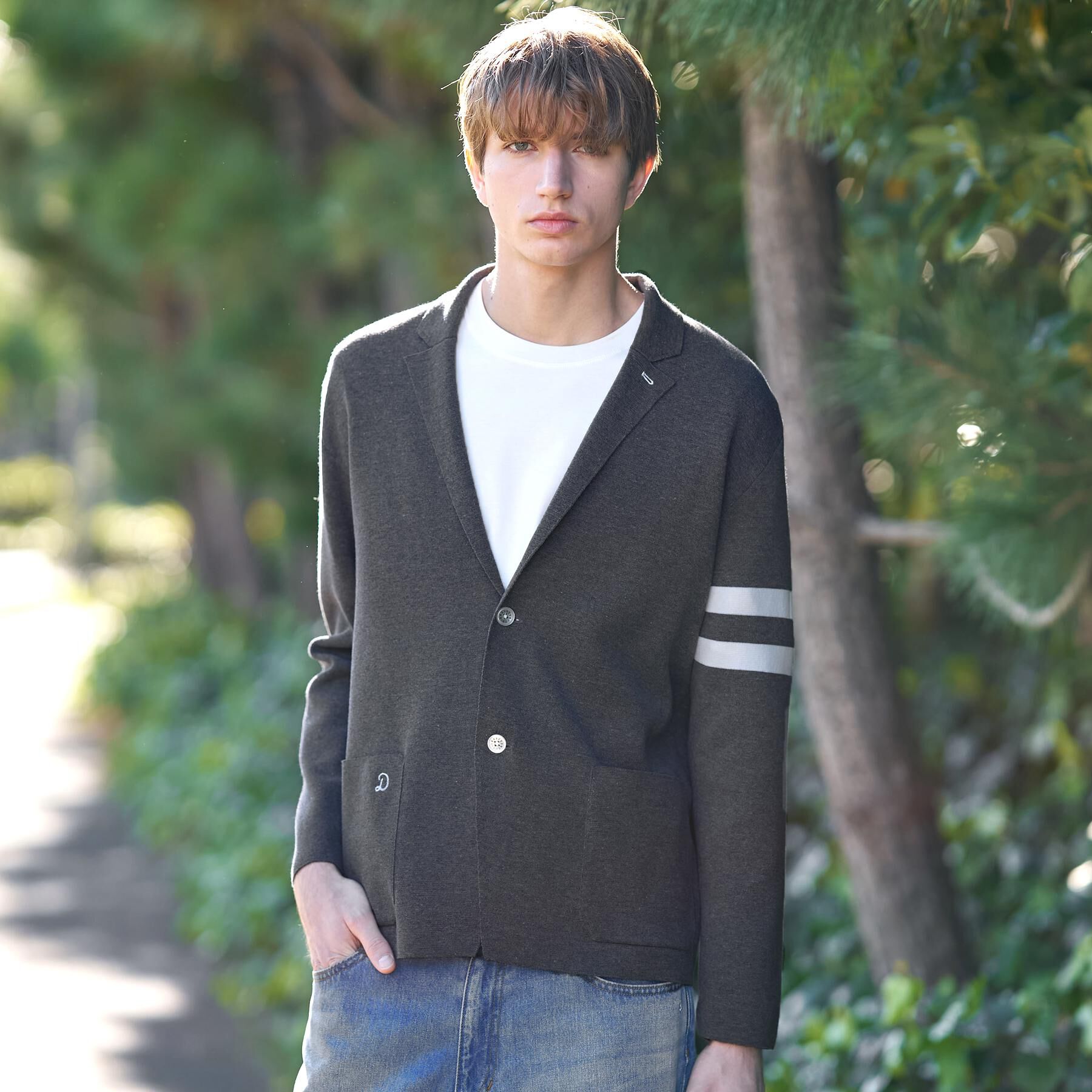 DRESSTERIOR「スプリング ニットジャケット」|カーディガン|グレー(012)