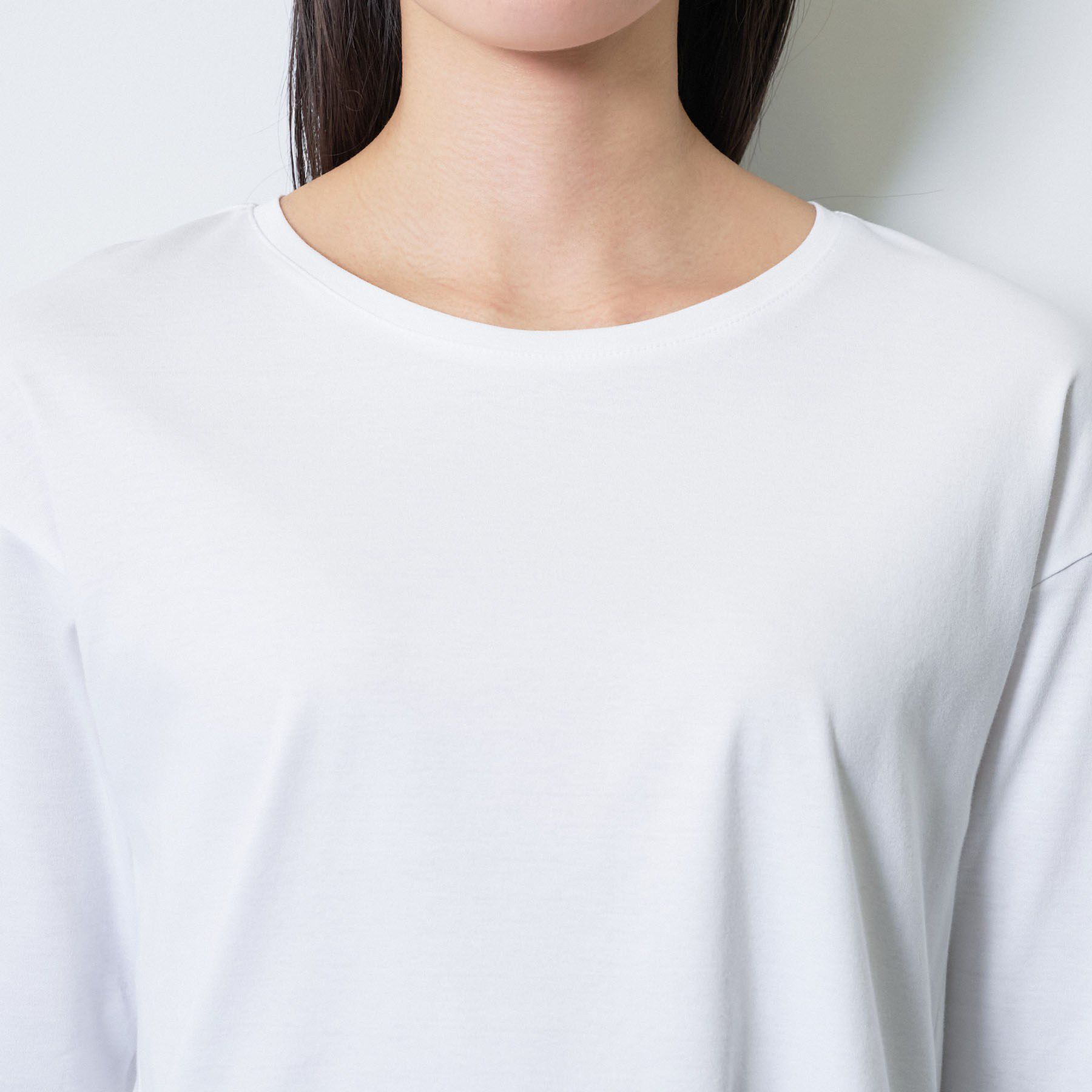 INDIVI「【洗える／レイヤードにおすすめ】シャーリングレース ロングTシャツ」|Tシャツ・カットソー|