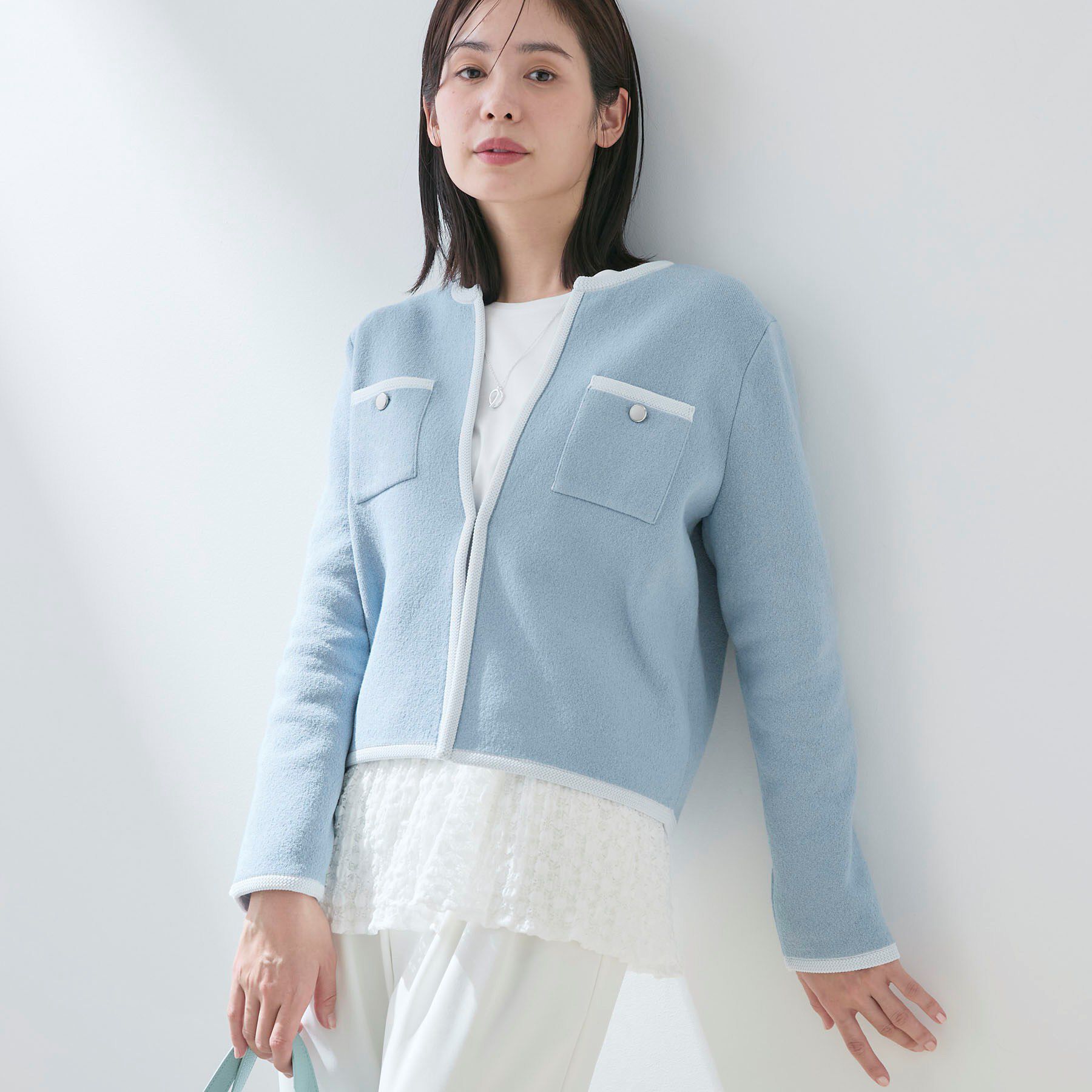 INDIVI「【軽量／セレモニー】ブークレジャケット ニットカーディガン」|カーディガン|