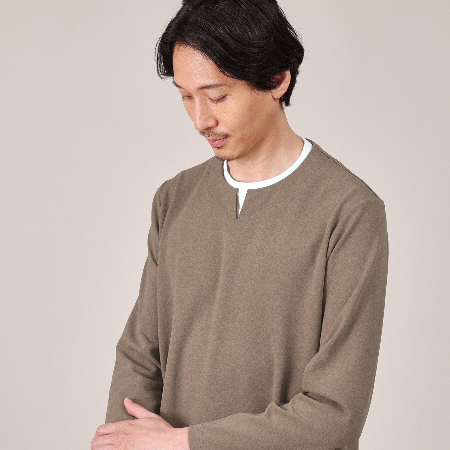 TAKEO KIKUCHI「【Made in JAPAN】フェイクレイヤード　キーネック　カットソー」|Tシャツ・カットソー|
