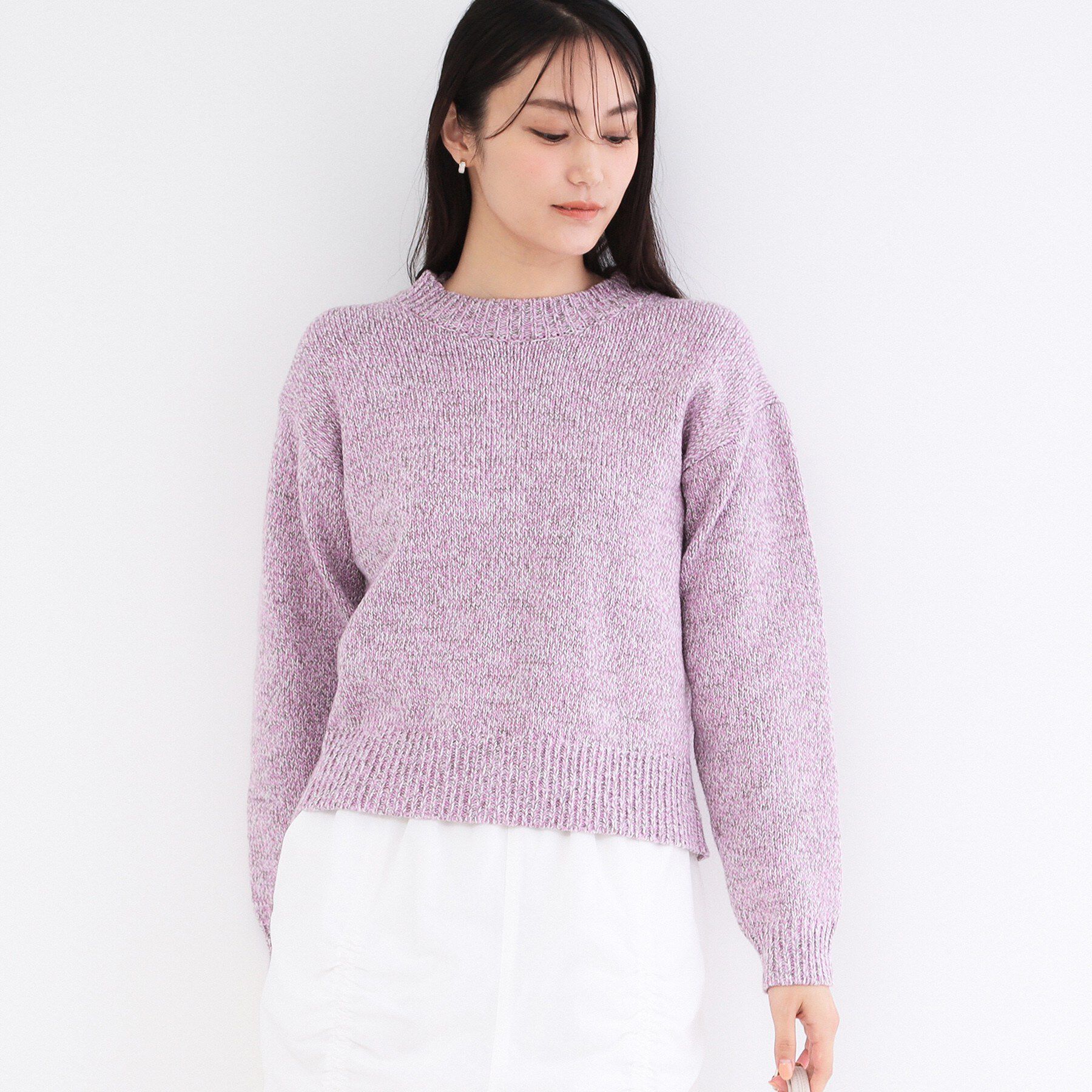 OPAQUE.CLIP「カラーMIXニット【洗濯機OK】」|ニット・セーター|ピンク(472)