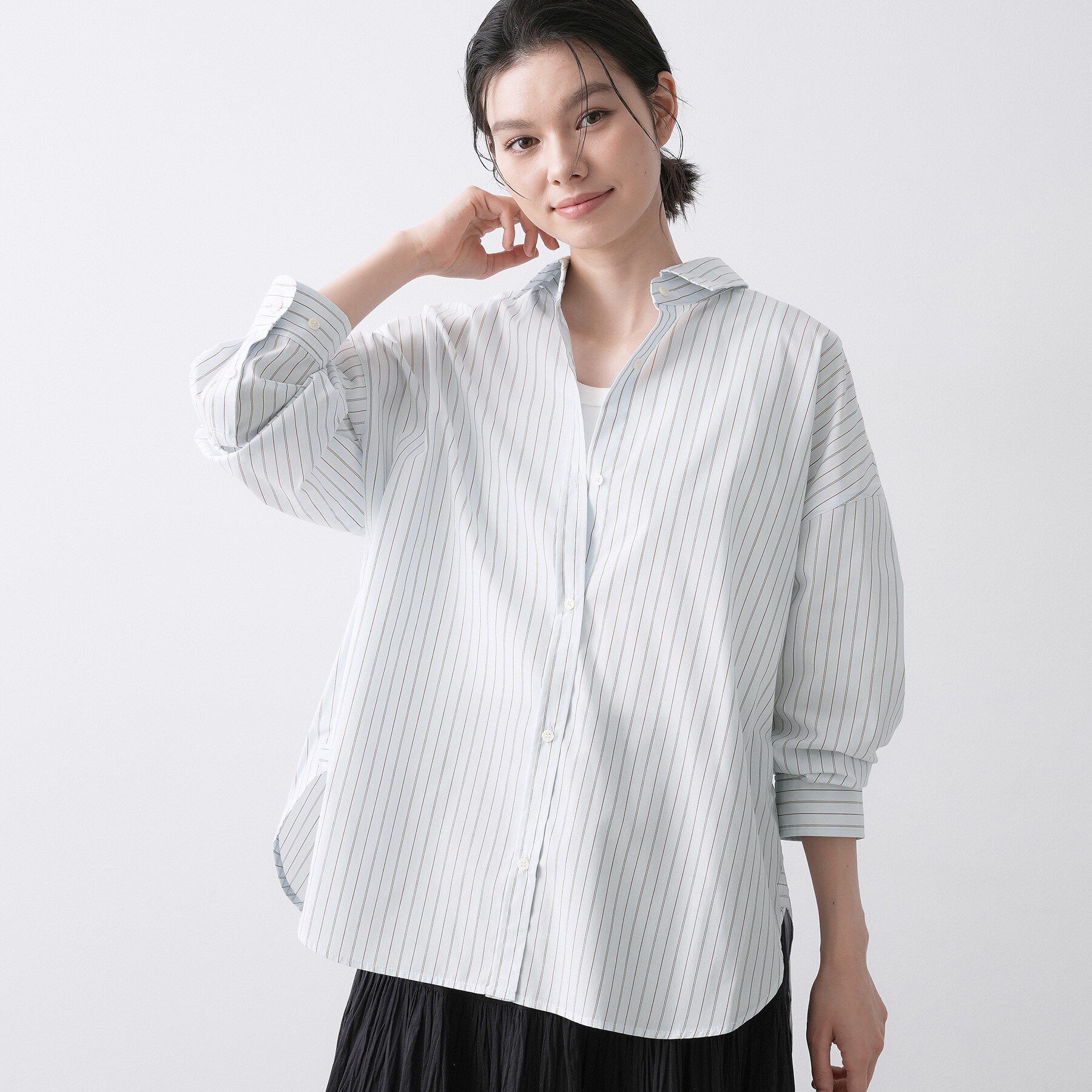 Dessin「【洗える】バックボタンオーバーシャツ」|シャツ・ブラウス|