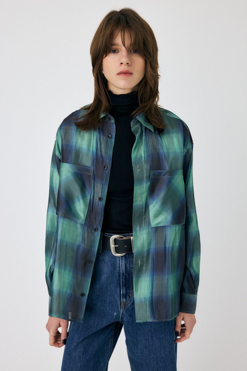 MOUSSY「MIX CHECK ルーズシャツ」|シャツ・ブラウス|柄GRN5