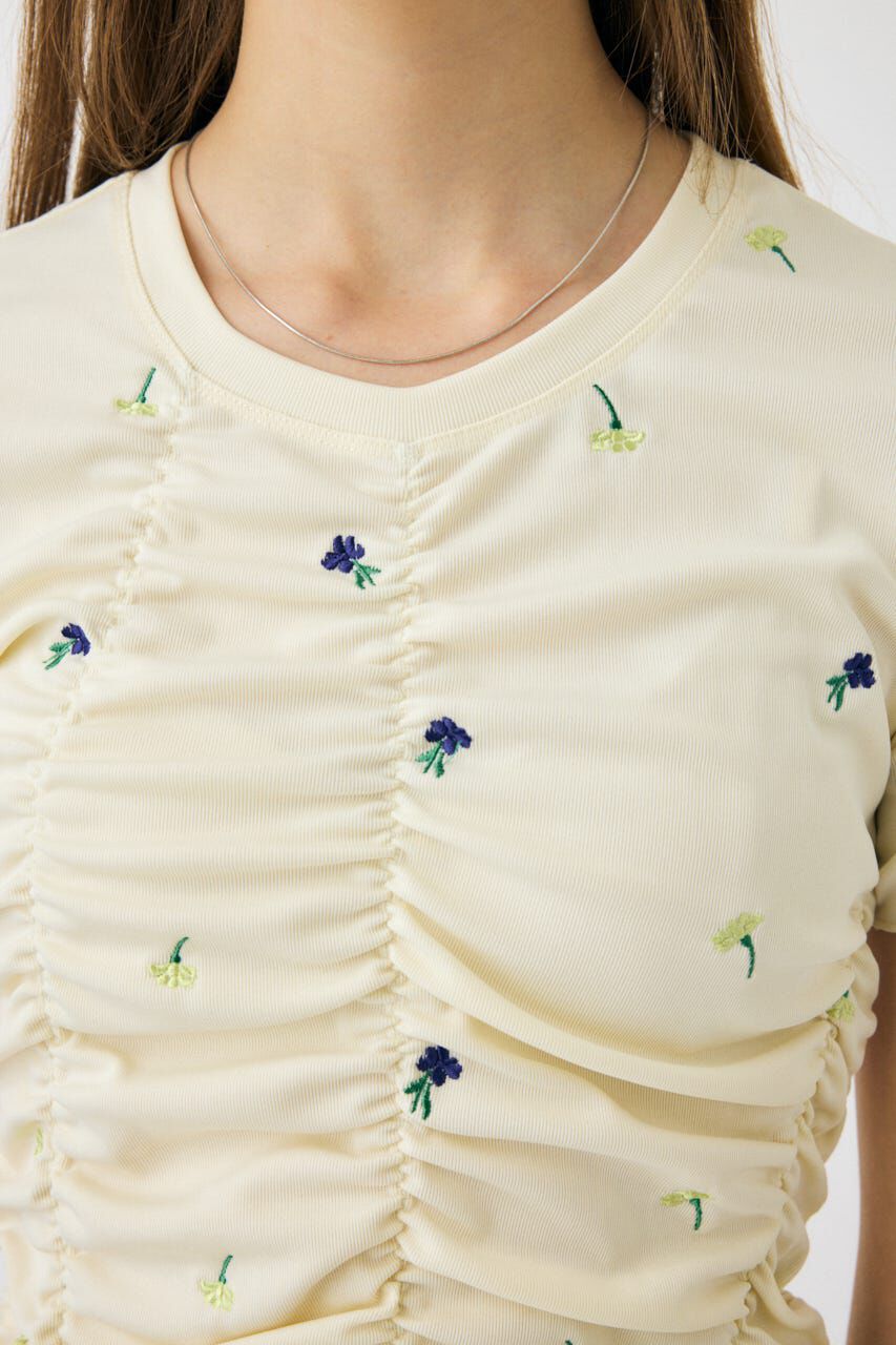 MOUSSY「FLORAL RANDOM ギャザーTシャツ」|Tシャツ・カットソー|