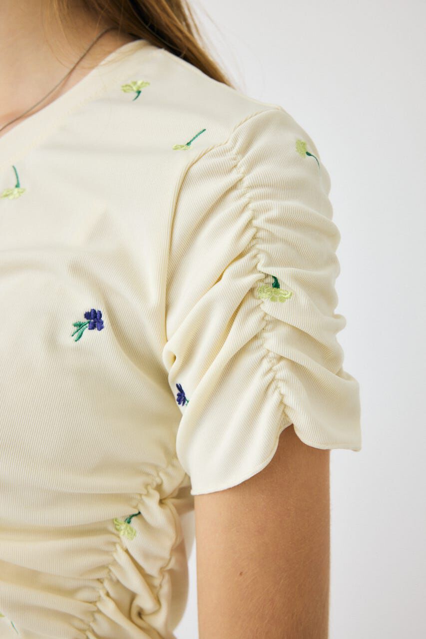 MOUSSY「FLORAL RANDOM ギャザーTシャツ」|Tシャツ・カットソー|