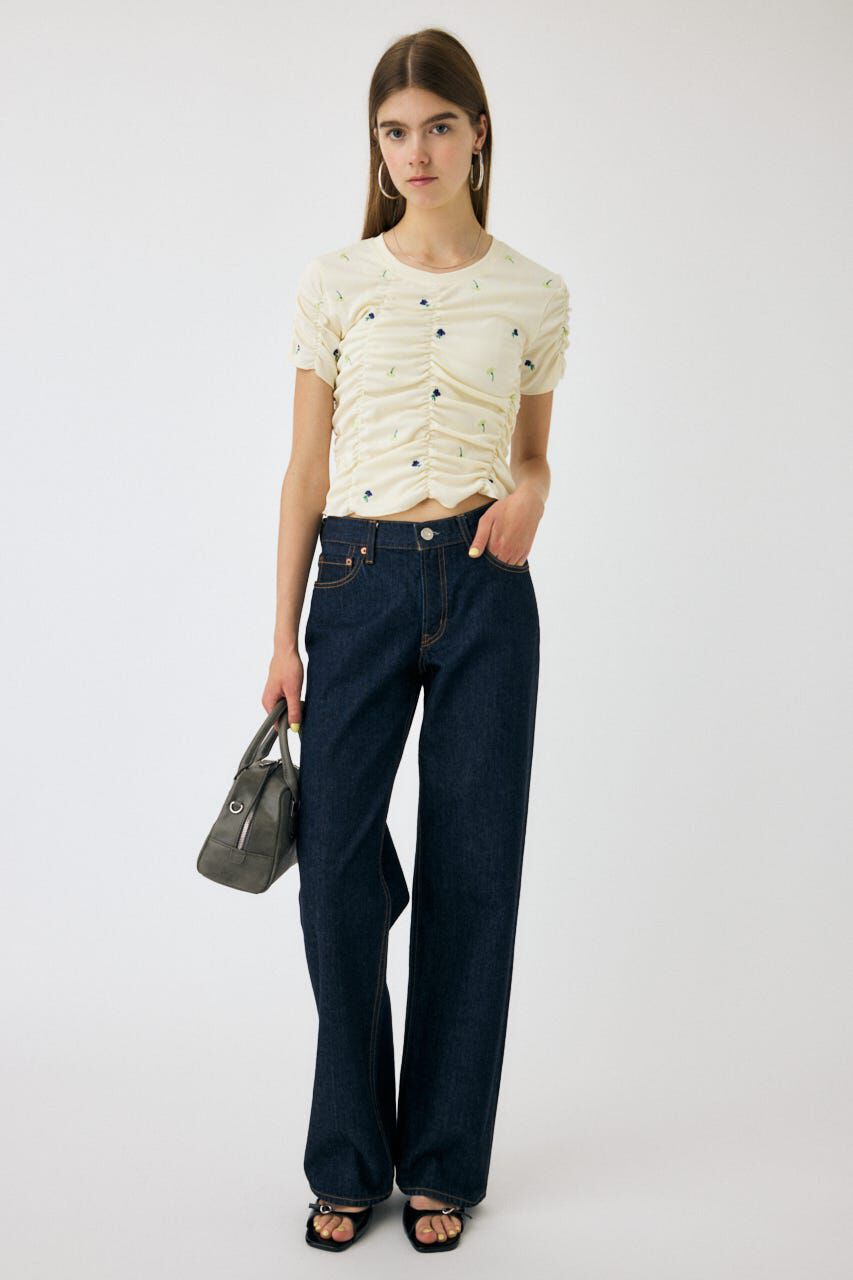 MOUSSY「FLORAL RANDOM ギャザーTシャツ」|Tシャツ・カットソー|