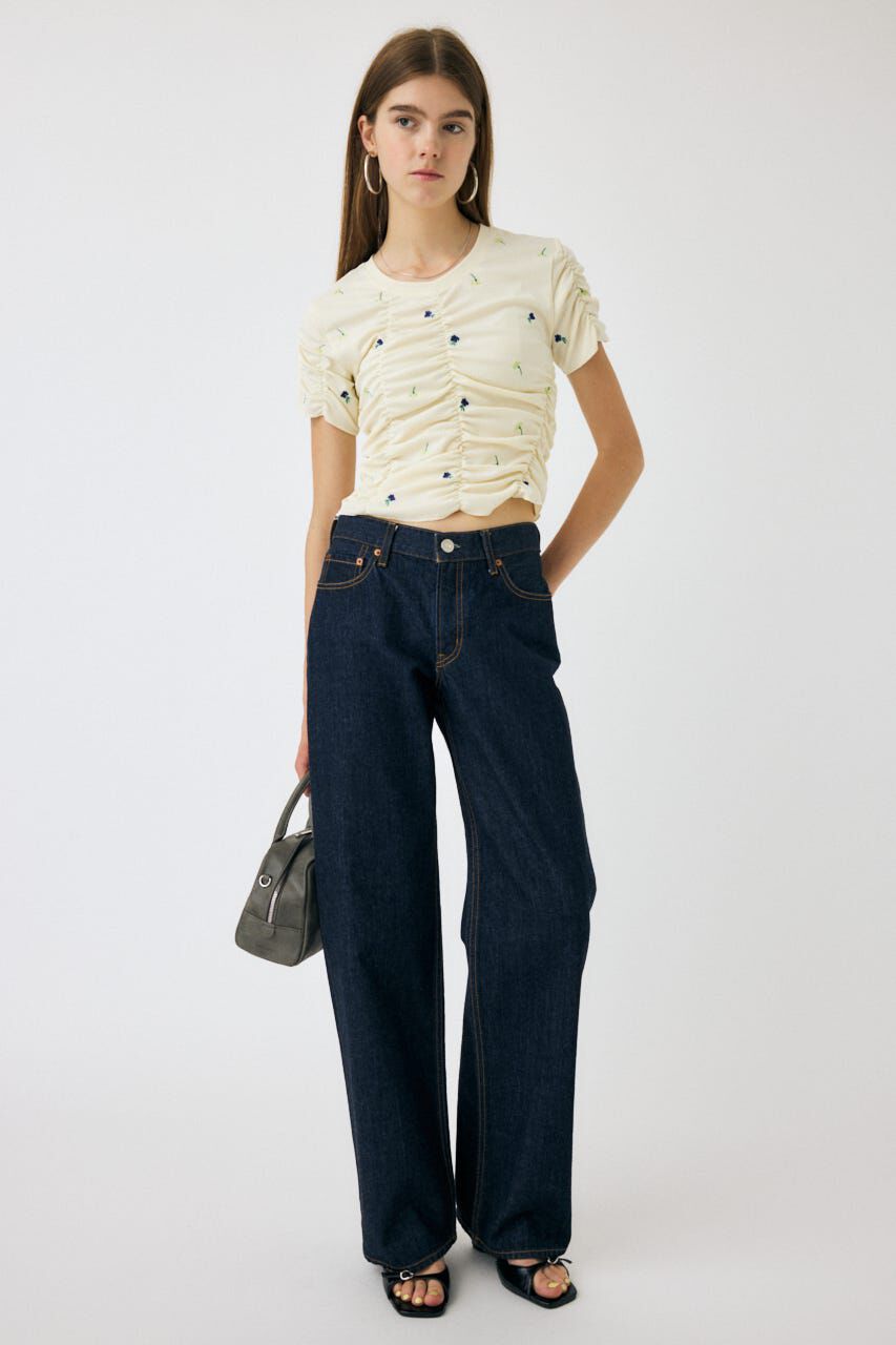 MOUSSY「FLORAL RANDOM ギャザーTシャツ」|Tシャツ・カットソー|