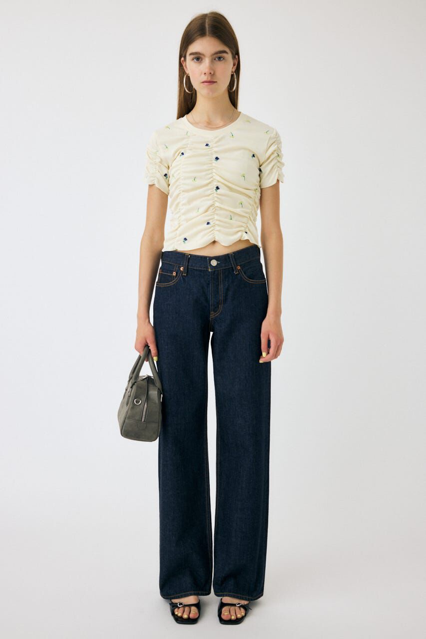 MOUSSY「FLORAL RANDOM ギャザーTシャツ」|Tシャツ・カットソー|