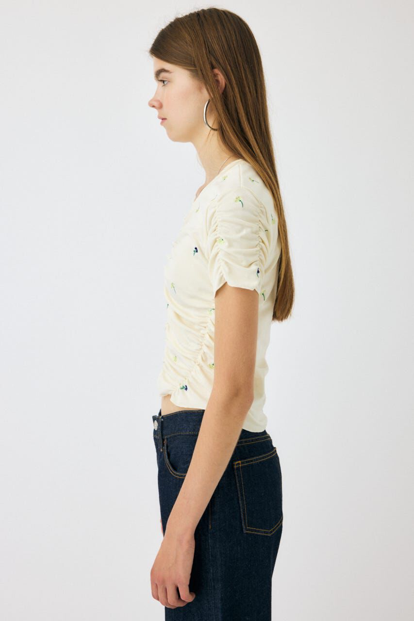 MOUSSY「FLORAL RANDOM ギャザーTシャツ」|Tシャツ・カットソー|