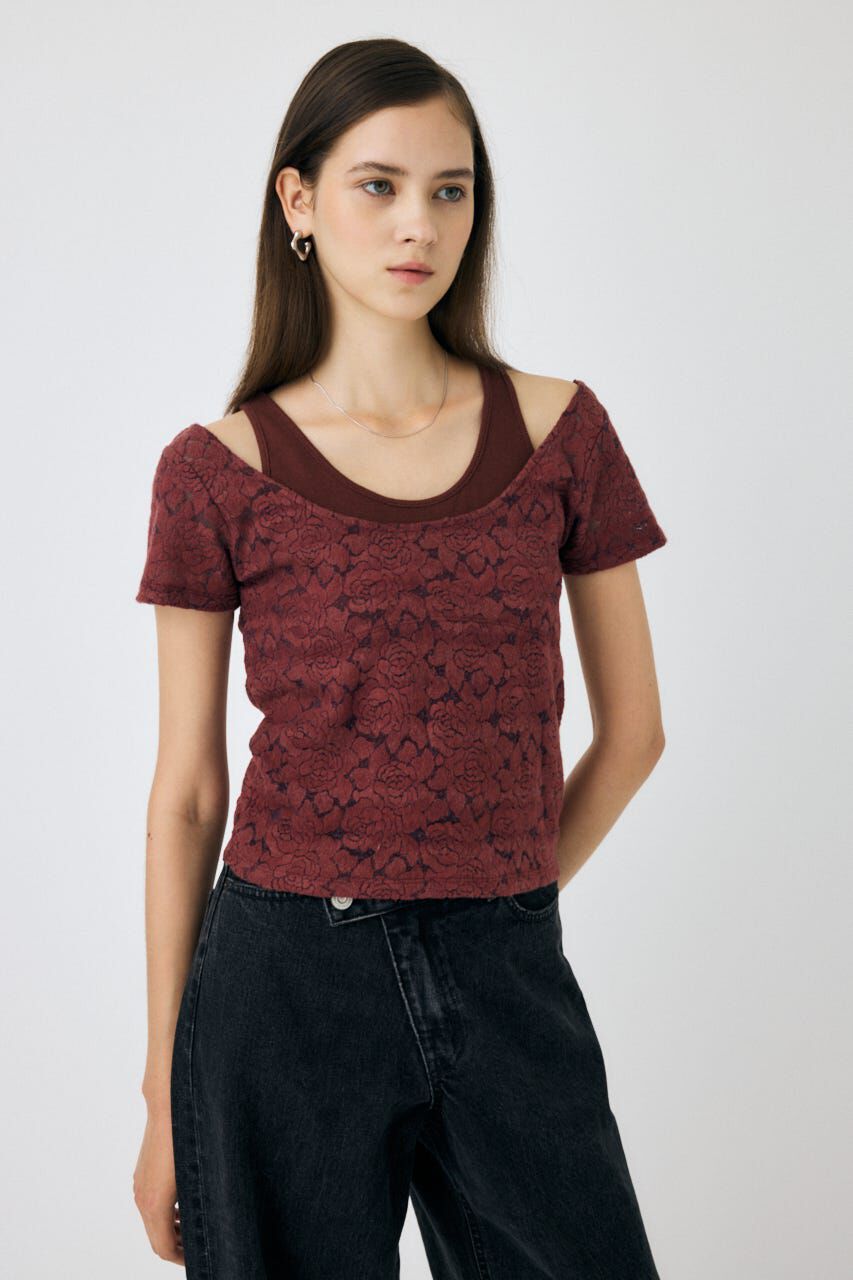 MOUSSY「LAYERED LACE トップス」|Tシャツ・カットソー|