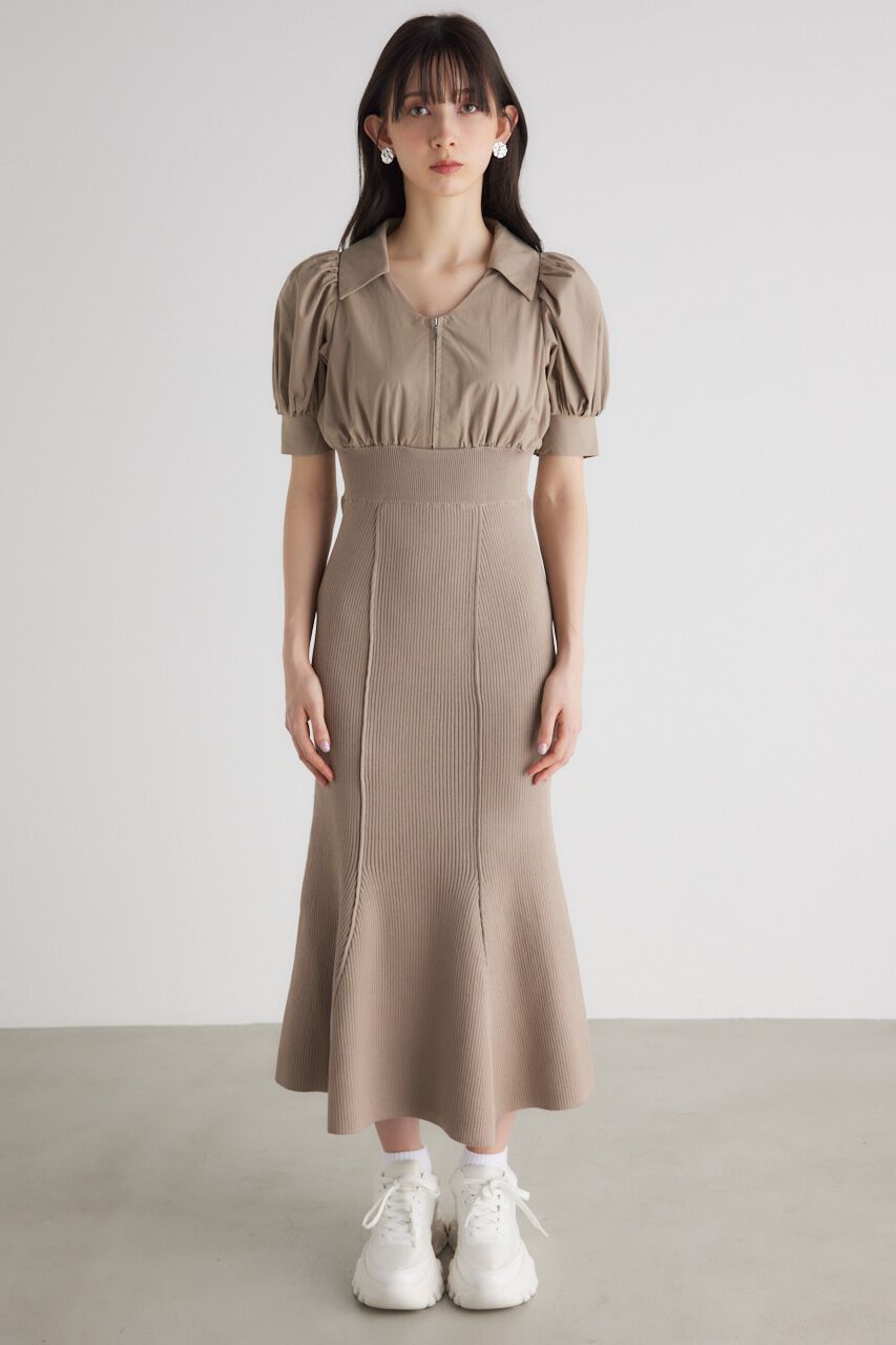 rienda「シャツドッキング Knit OP」|ワンピース|