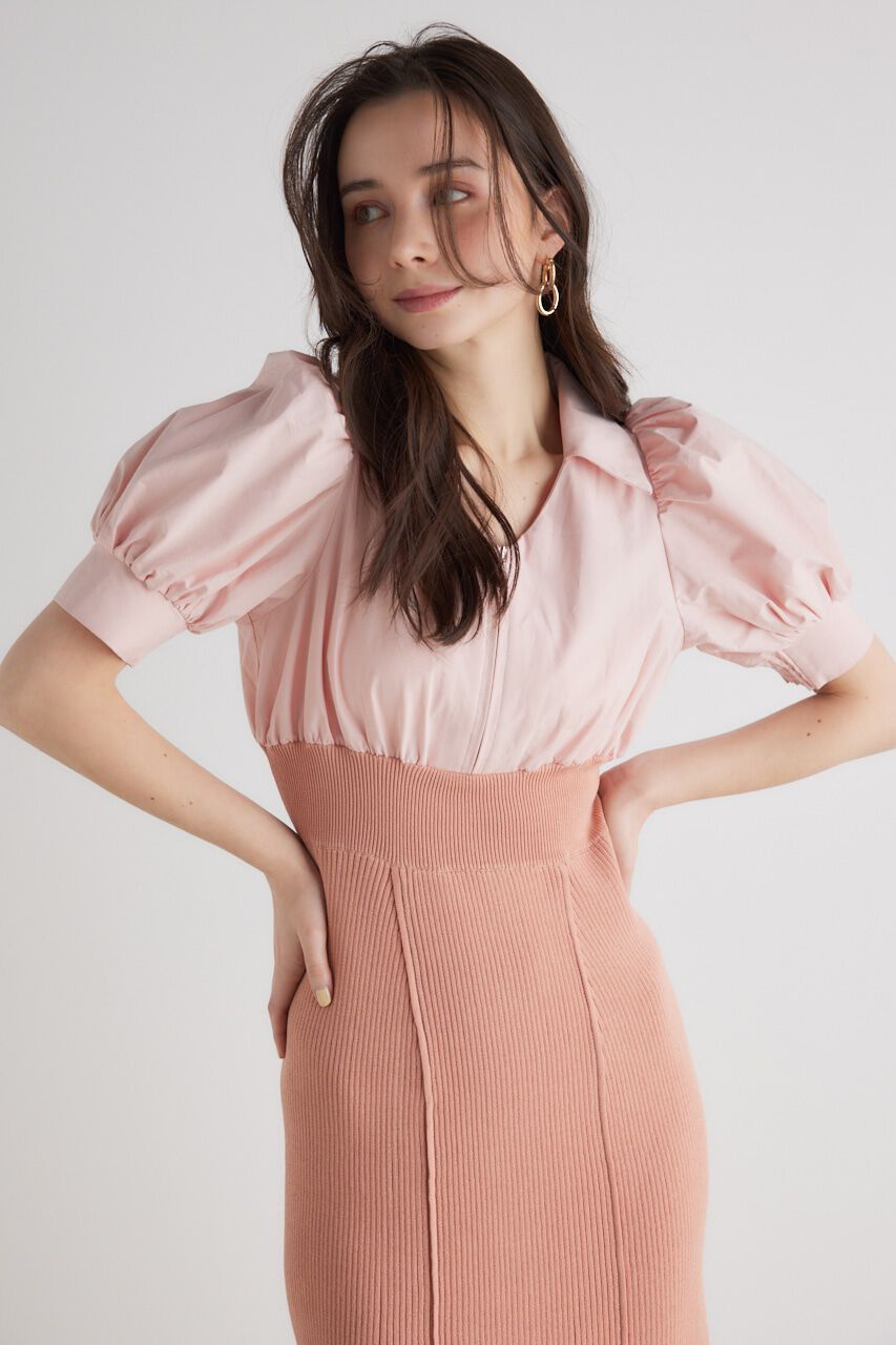 rienda「シャツドッキング Knit OP」|ワンピース|