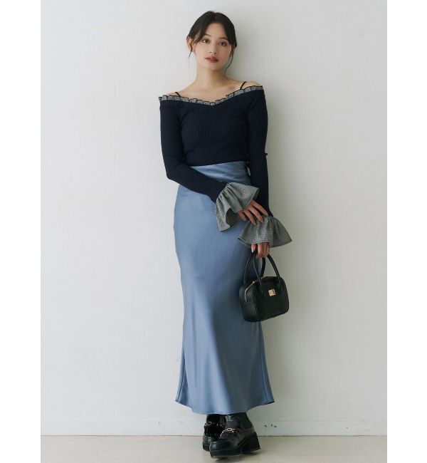 MERCURYDUO「サテンナロースカート」|スカート|