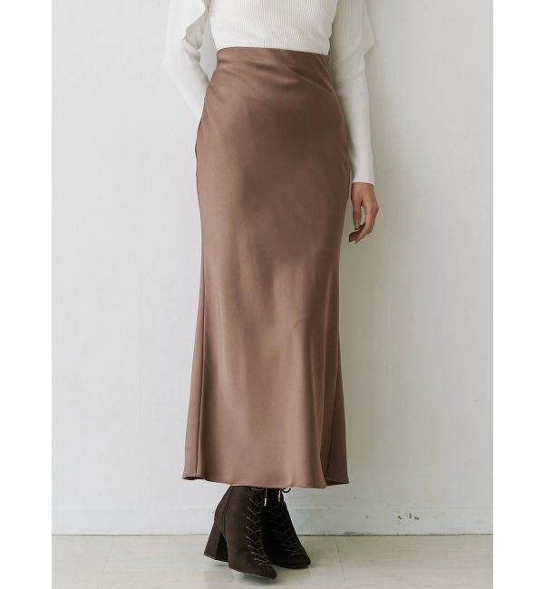 MERCURYDUO「サテンナロースカート」|スカート|ブラウン