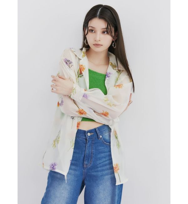 MURUA「フラワーシアーシャツ【WEB限定】」|シャツ・ブラウス|