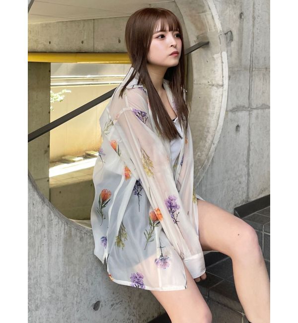 MURUA「フラワーシアーシャツ【WEB限定】」|シャツ・ブラウス|