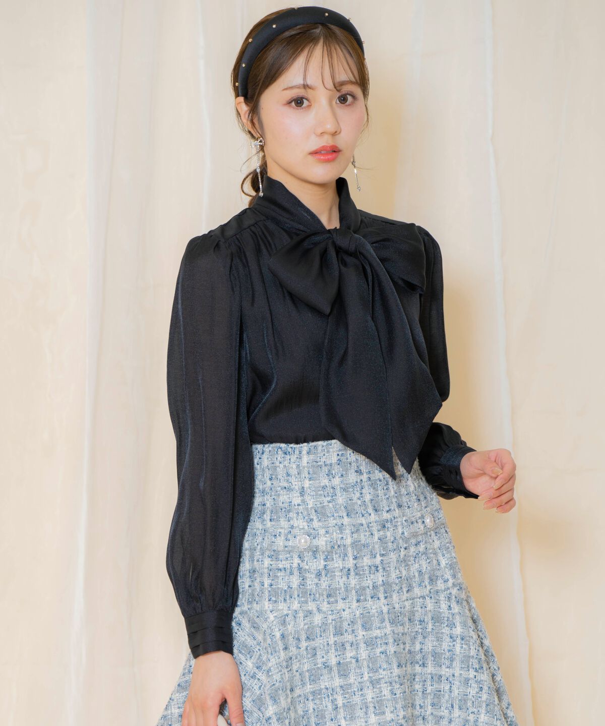 WILLSELECTION「リボンタイギャザーブラウス」|シャツ・ブラウス|ブラック