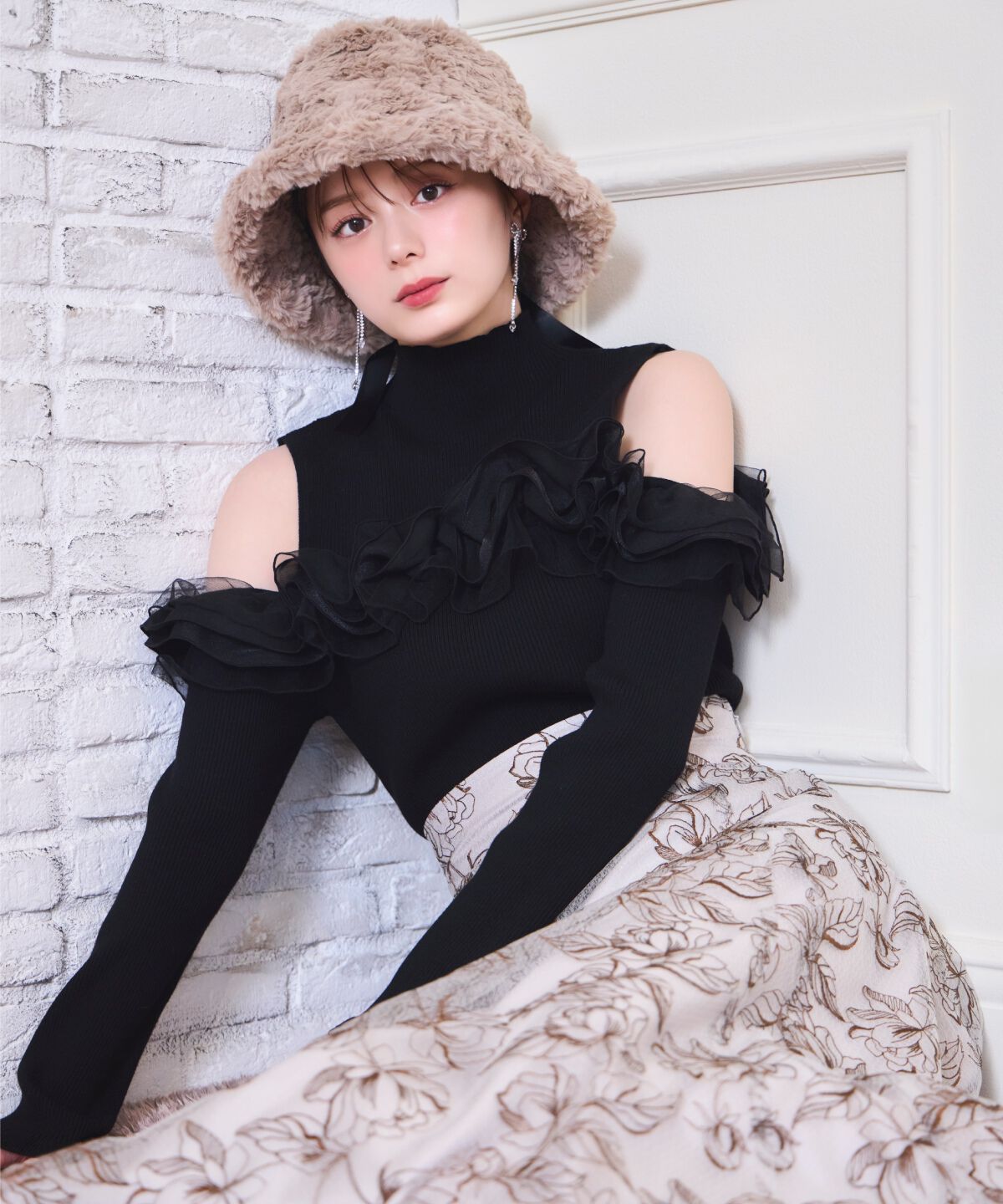 WILLSELECTION「ラインフラワー刺繍スカート」|フレア|