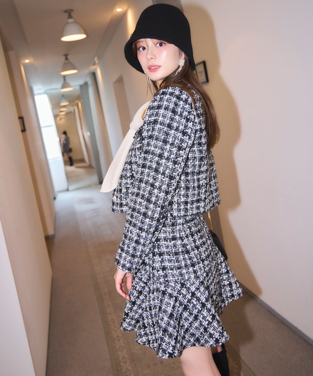 WILLSELECTION「MIXツイードフレアヘムスカート」|フレア|