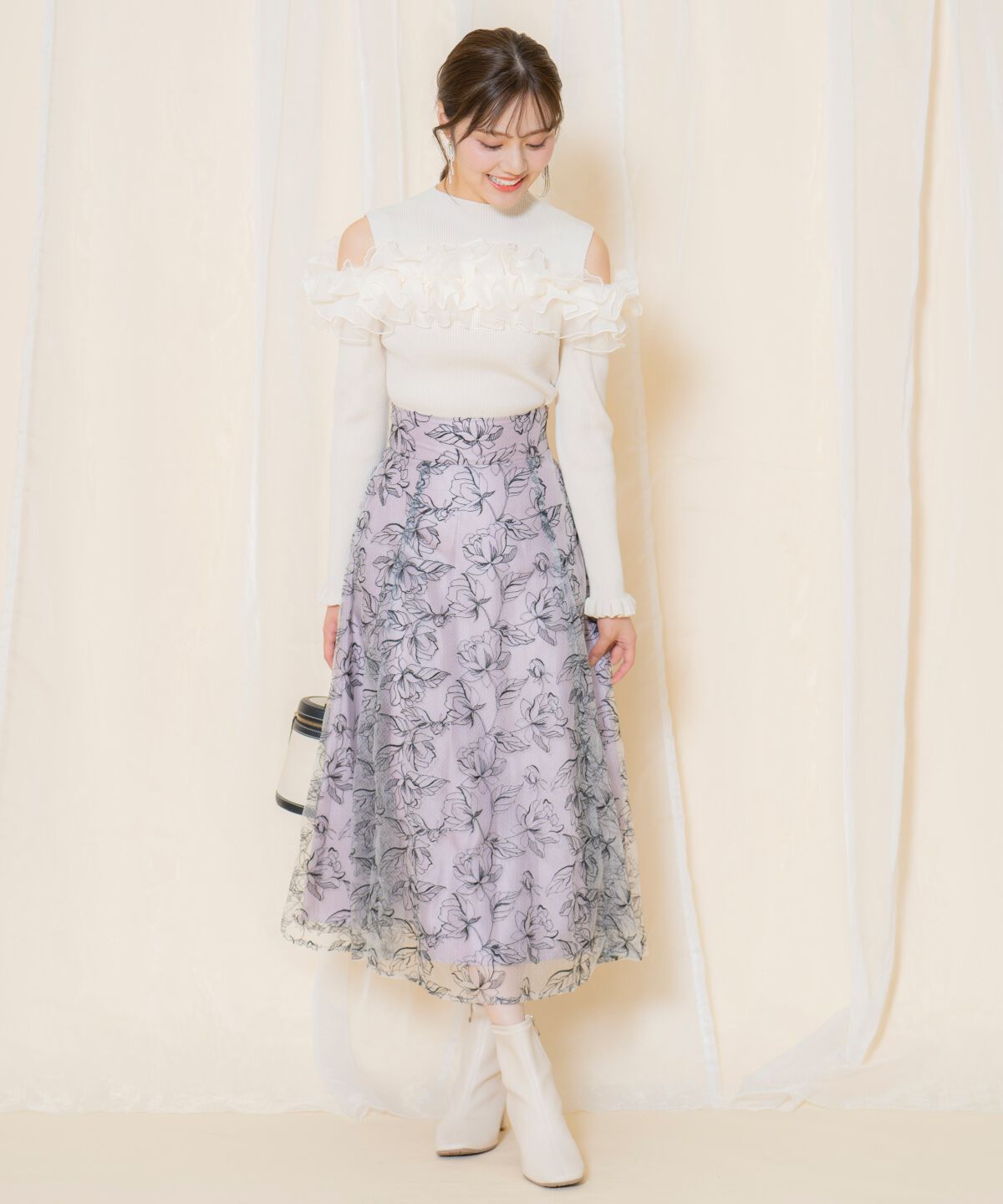 WILLSELECTION「オープンショルダーフリルトップス」|ニット・セーター|