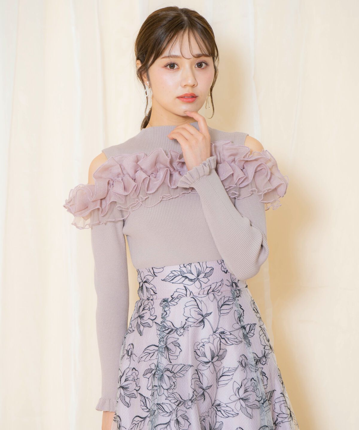 WILLSELECTION「オープンショルダーフリルトップス」|ニット・セーター|