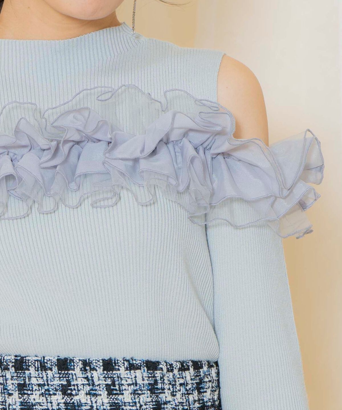 WILLSELECTION「オープンショルダーフリルトップス」|ニット・セーター|