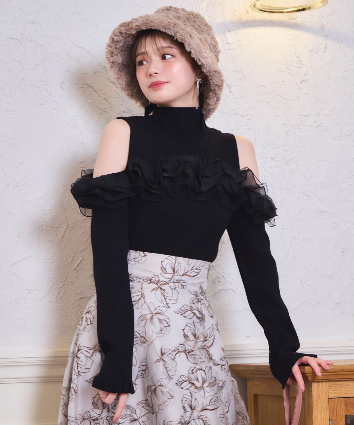 WILLSELECTION「オープンショルダーフリルトップス」|ニット・セーター|