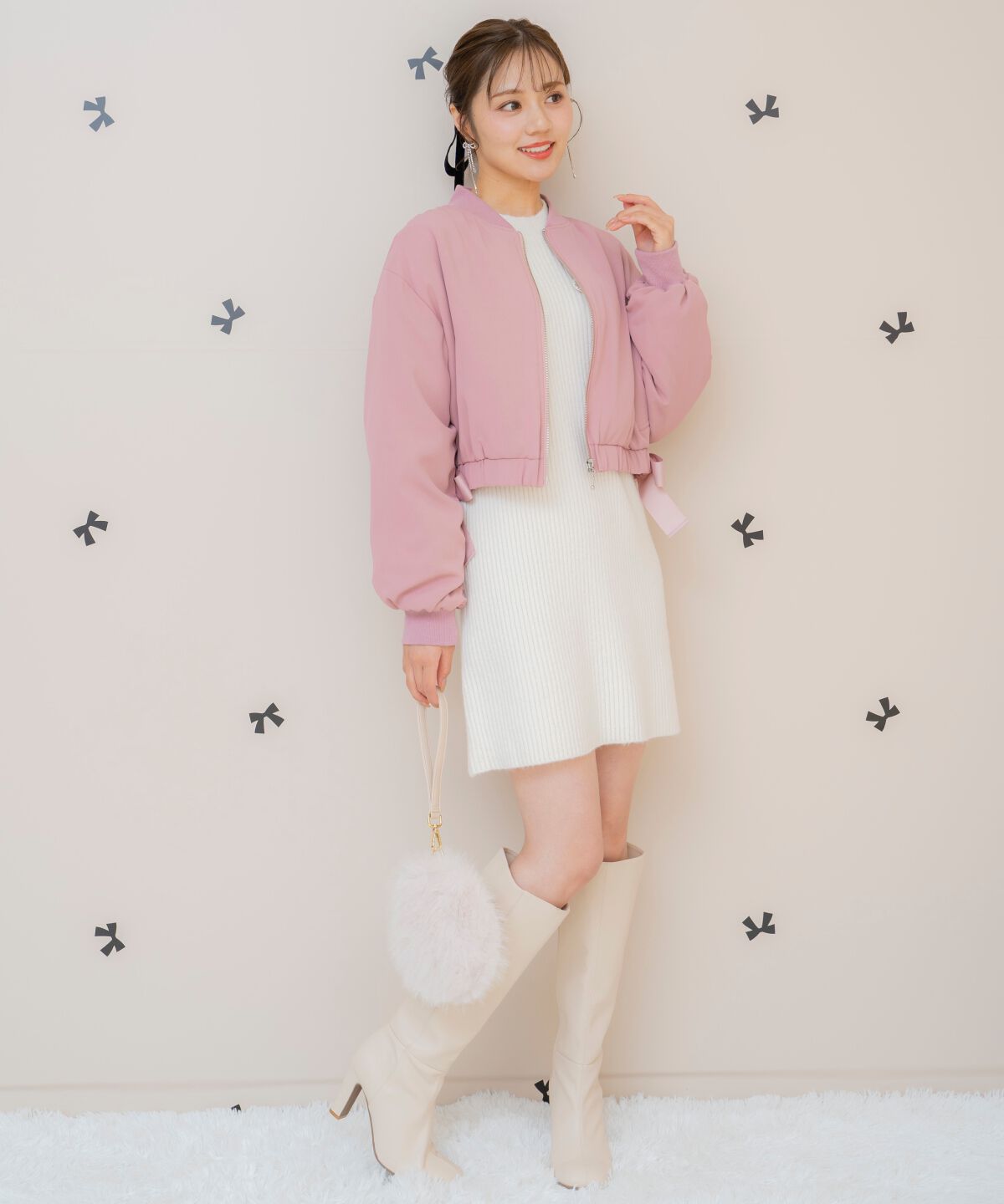 WILLSELECTION「オープンショルダーリブニットワンピース」|ワンピース|