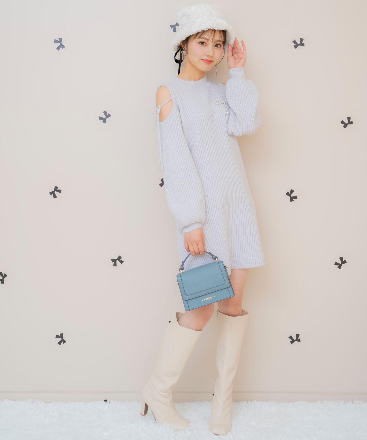 WILLSELECTION「オープンショルダーリブニットワンピース」|ワンピース|