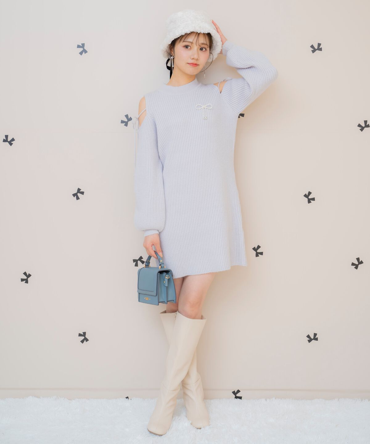 WILLSELECTION「オープンショルダーリブニットワンピース」|ワンピース|