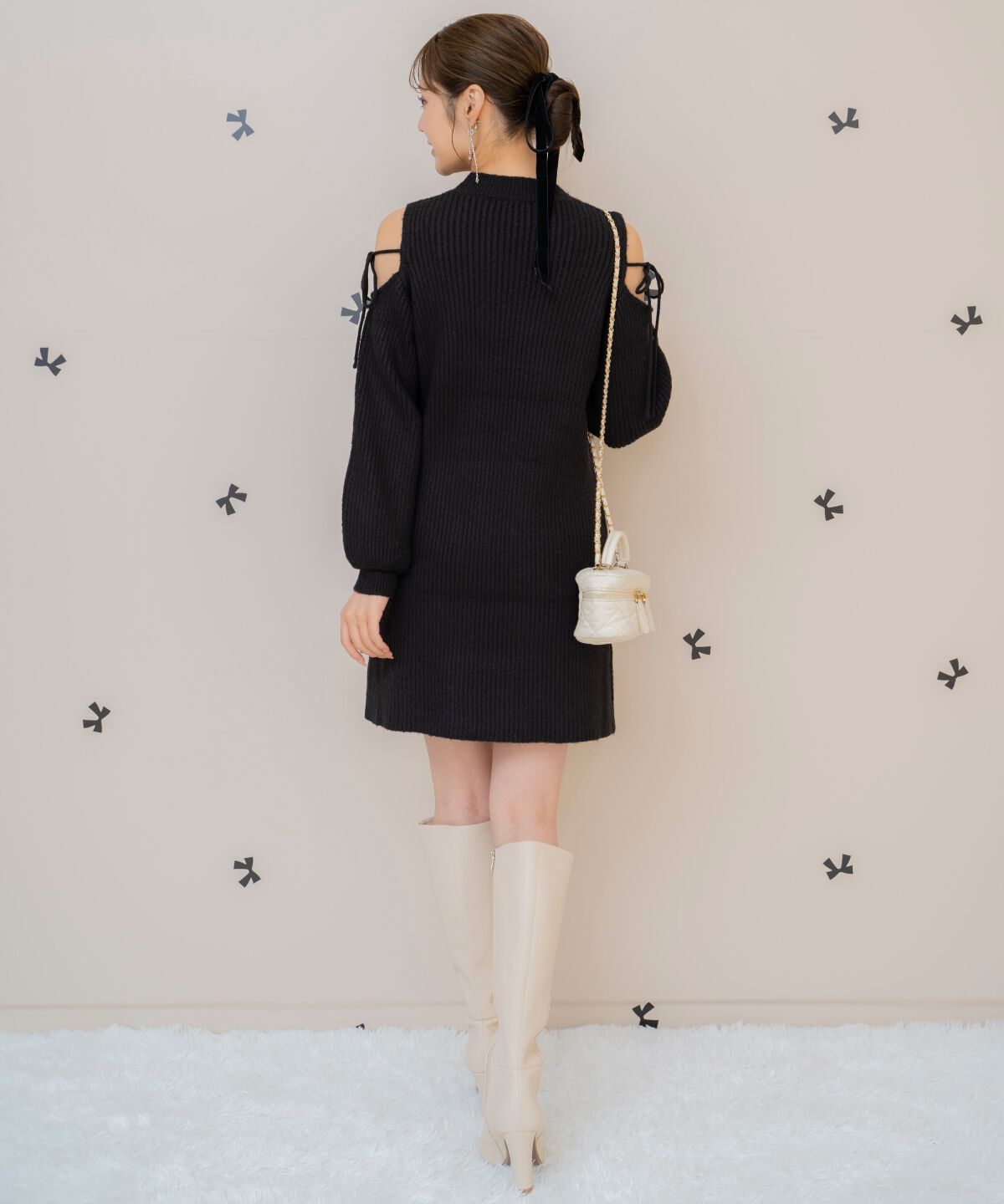 WILLSELECTION「オープンショルダーリブニットワンピース」|ワンピース|