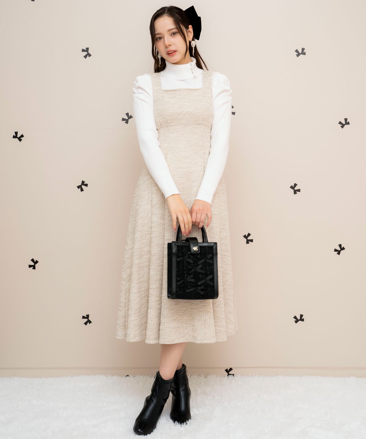 WILLSELECTION「カットツイードフレアワンピース」|ワンピース|