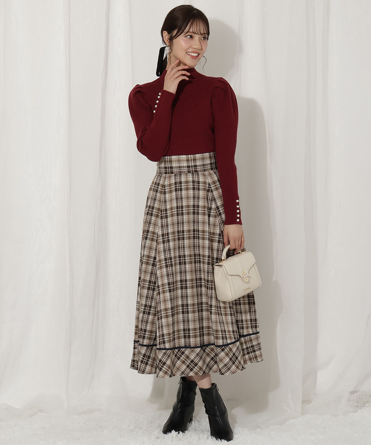 WILLSELECTION「袖口パールボトルネックリブニット」|ニット・セーター|