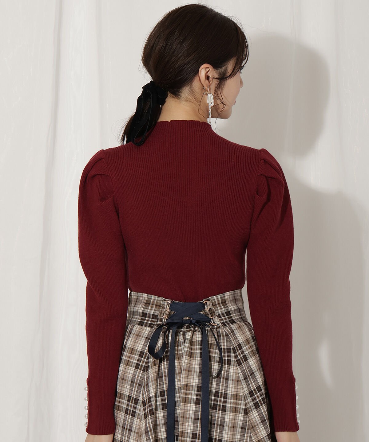 WILLSELECTION「袖口パールボトルネックリブニット」|ニット・セーター|