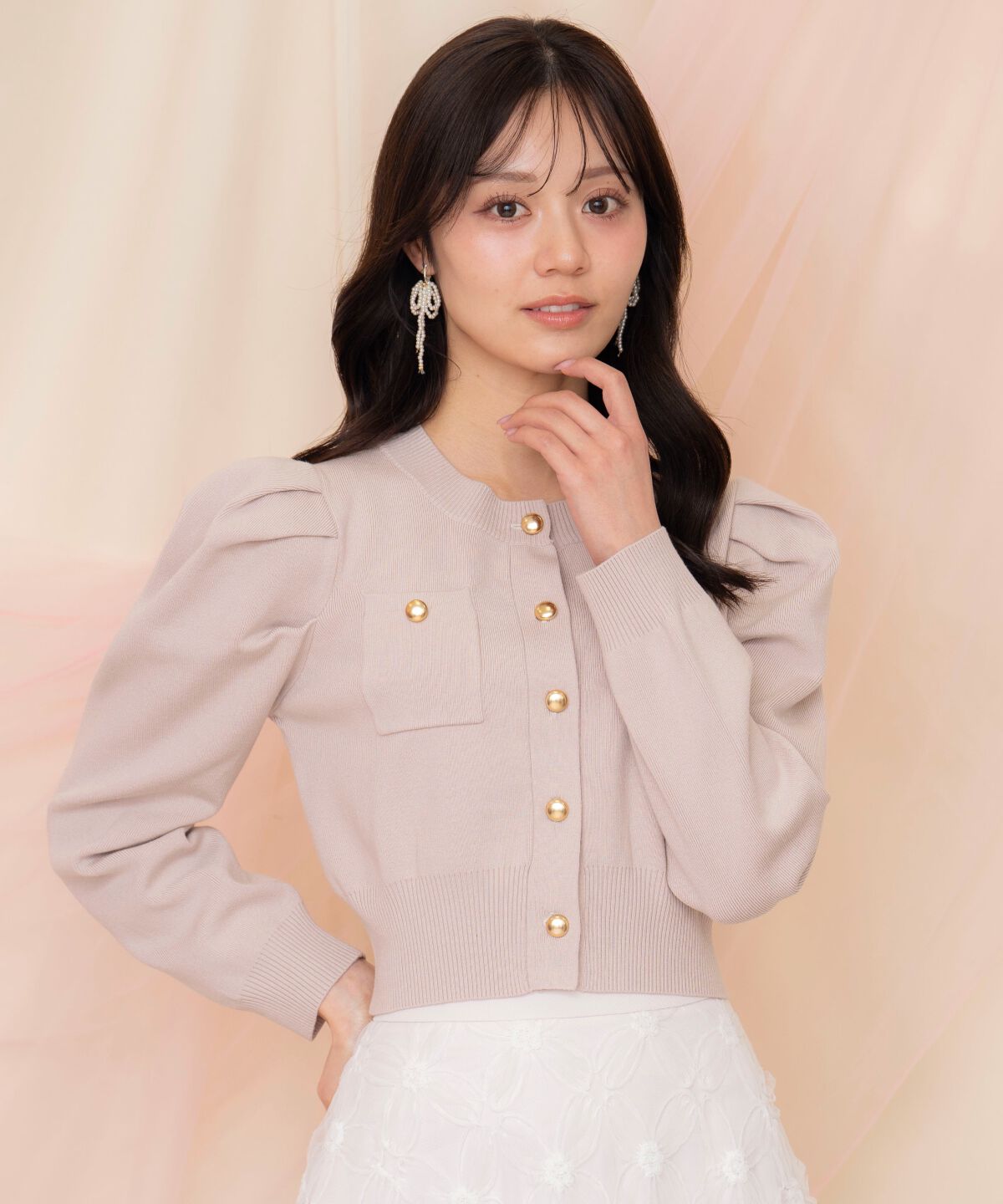 WILLSELECTION「ポケットデザインタックスリーブカーディガン」|カーディガン|ピンク