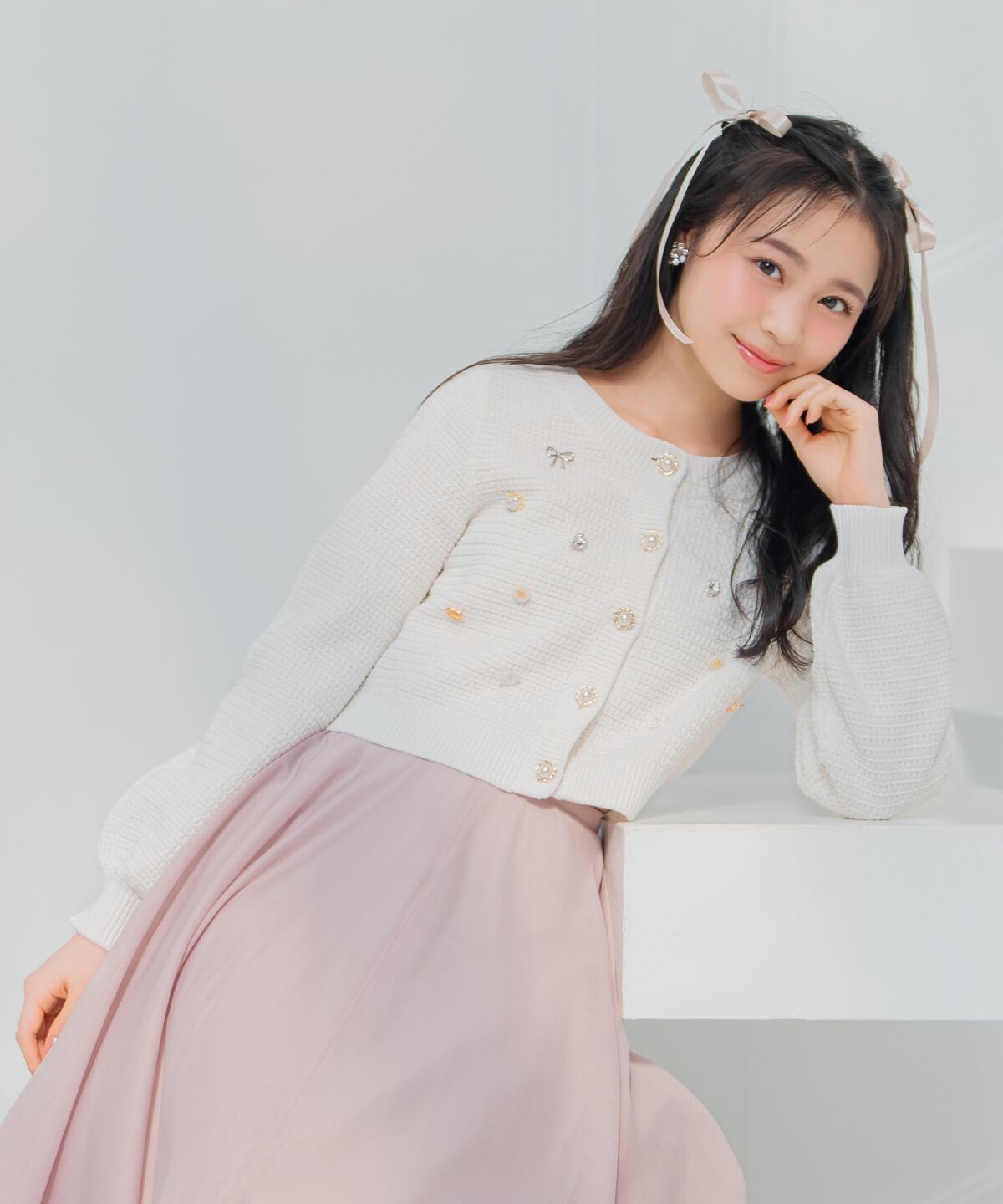 WILLSELECTION「シャイニービジューカーディガン」|カーディガン|