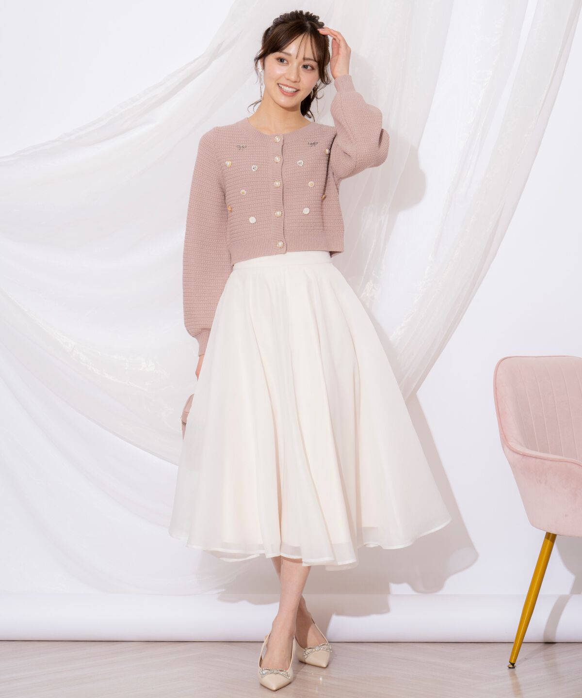 WILLSELECTION「シャイニービジューカーディガン」|カーディガン|