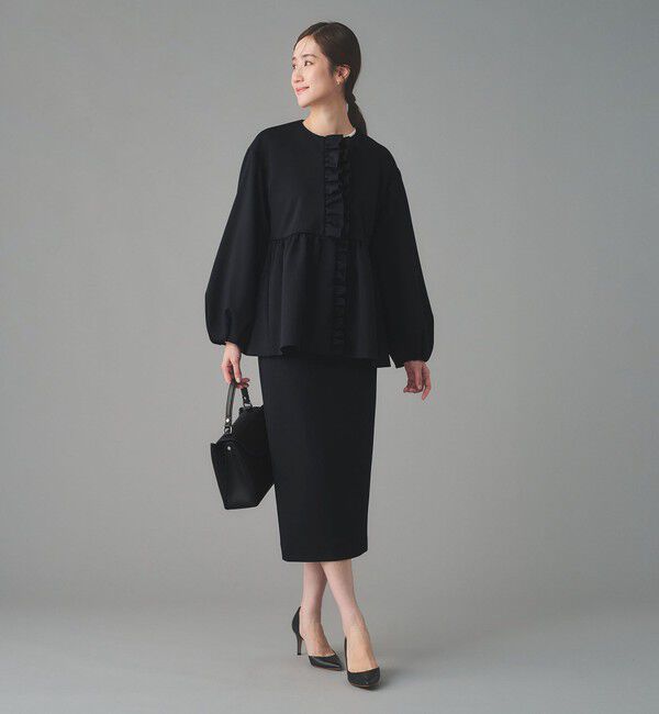 UNITED ARROWS「SPONGY フリル ペプラム ジャケット」|ノーカラージャケット|