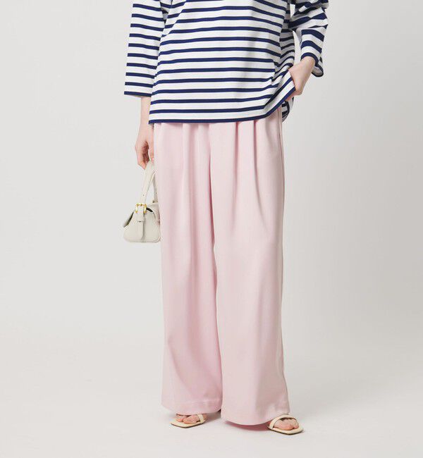 UNITED ARROWS「クリーン サテン ワイドパンツ ‐ウォッシャブル‐」|チノ|LT.PINK