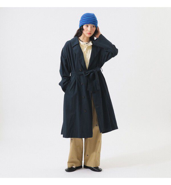 BEAMSBOY「コットン リネン ビッグ コート」|ダッフルコート|NAVY