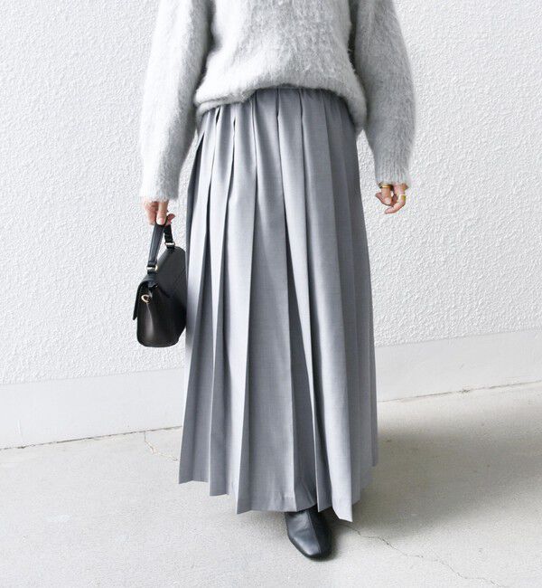 SHIPS any「SHIPS any: ウーステッド ワイド プリーツ マキシ スカート 2」|スカート|ライトグレー
