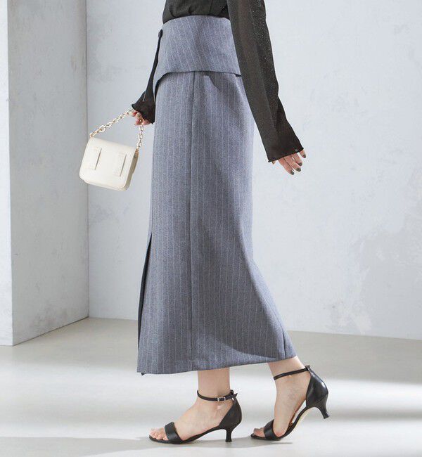 SHIPS for women「〈手洗い可能〉ベルト付 ストライプ タイト スカート 24SS ◇」|タイト|