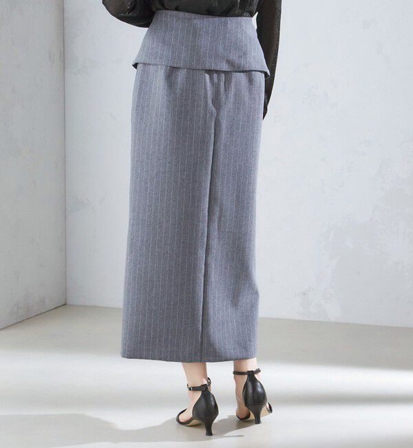 SHIPS for women「〈手洗い可能〉ベルト付 ストライプ タイト スカート 24SS ◇」|タイト|