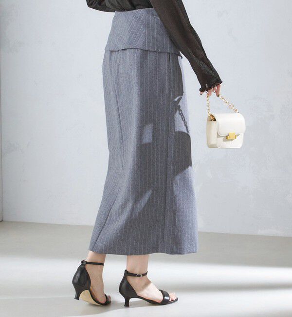 SHIPS for women「〈手洗い可能〉ベルト付 ストライプ タイト スカート 24SS ◇」|タイト|