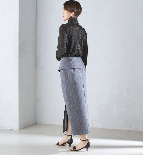 SHIPS for women「〈手洗い可能〉ベルト付 ストライプ タイト スカート 24SS ◇」|タイト|