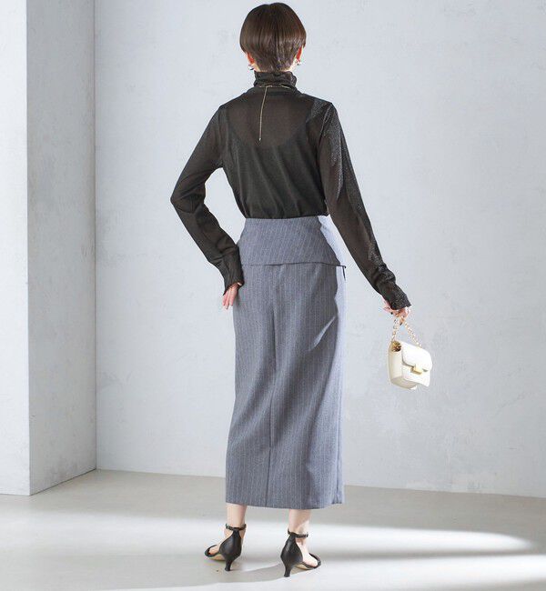 SHIPS for women「〈手洗い可能〉ベルト付 ストライプ タイト スカート 24SS ◇」|タイト|