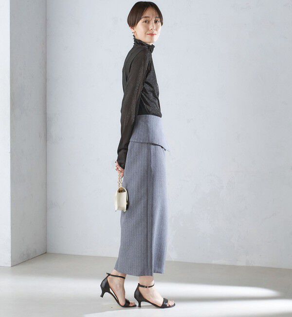 SHIPS for women「〈手洗い可能〉ベルト付 ストライプ タイト スカート 24SS ◇」|タイト|