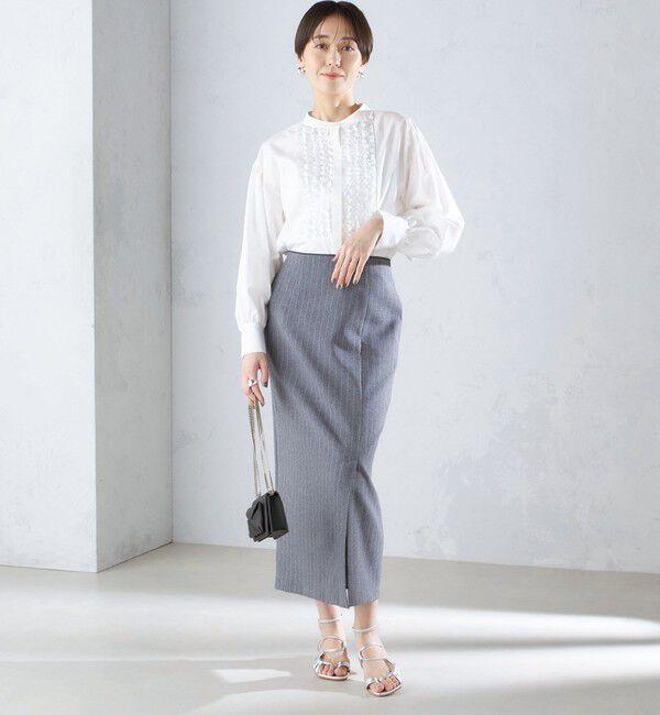 SHIPS for women「〈手洗い可能〉ベルト付 ストライプ タイト スカート 24SS ◇」|タイト|